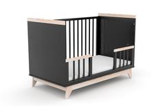 Vigo, łóżeczko dziecięce 120×60 cm, kolor antracyt / naturalny — zdjęcie produktowe 8