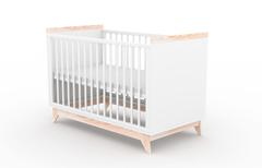 Vigo, łóżeczko dziecięce 120×60 cm, kolor biały / naturalny — zdjęcie produktowe 3